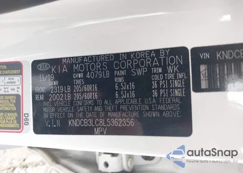 2020 Kia Niro Lx from USA, damaged, VIN KNDCB3LC8L5362356